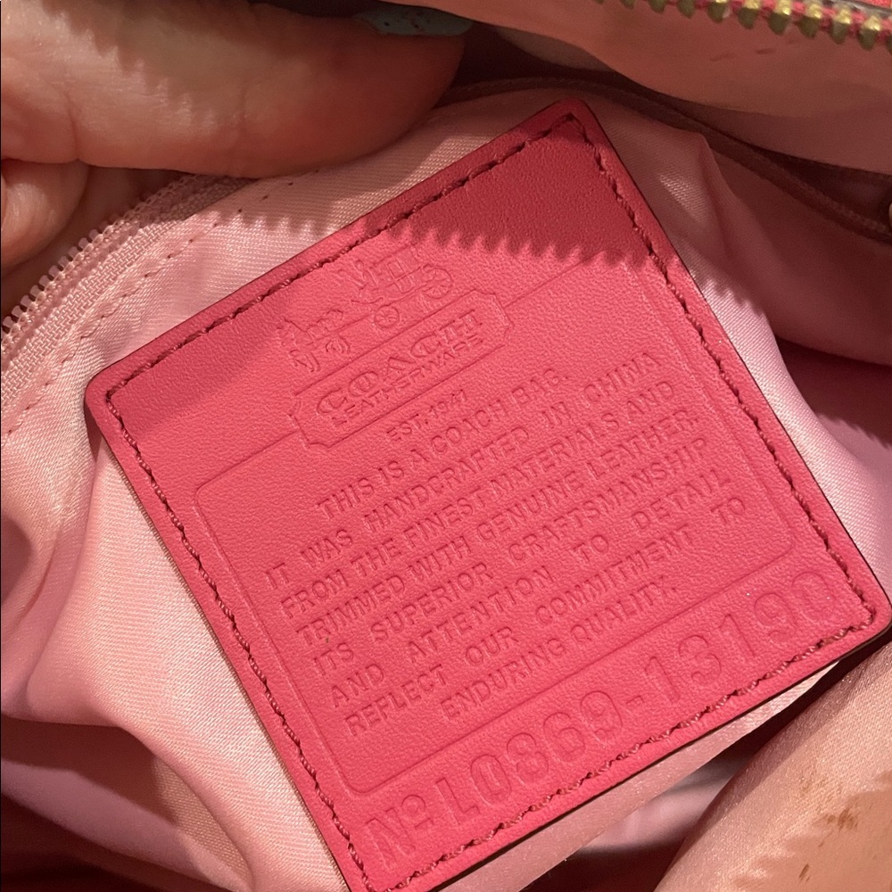 Coach Signature Heritage Stripe Coated Canvas and Leather Satchel Pink - Picture 14 of 16